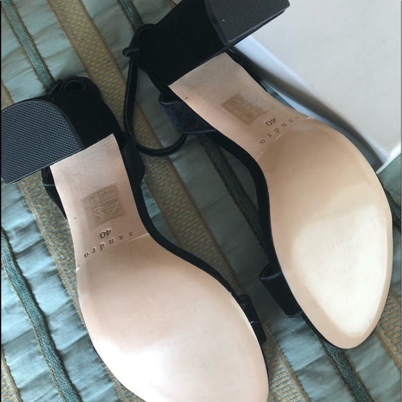 Black Sandro Women’s Adrianne Velvet Sandals - Picture 11 of 14